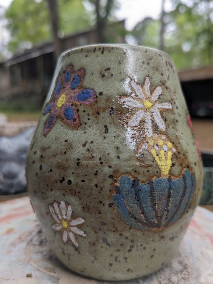 green wildflower vase