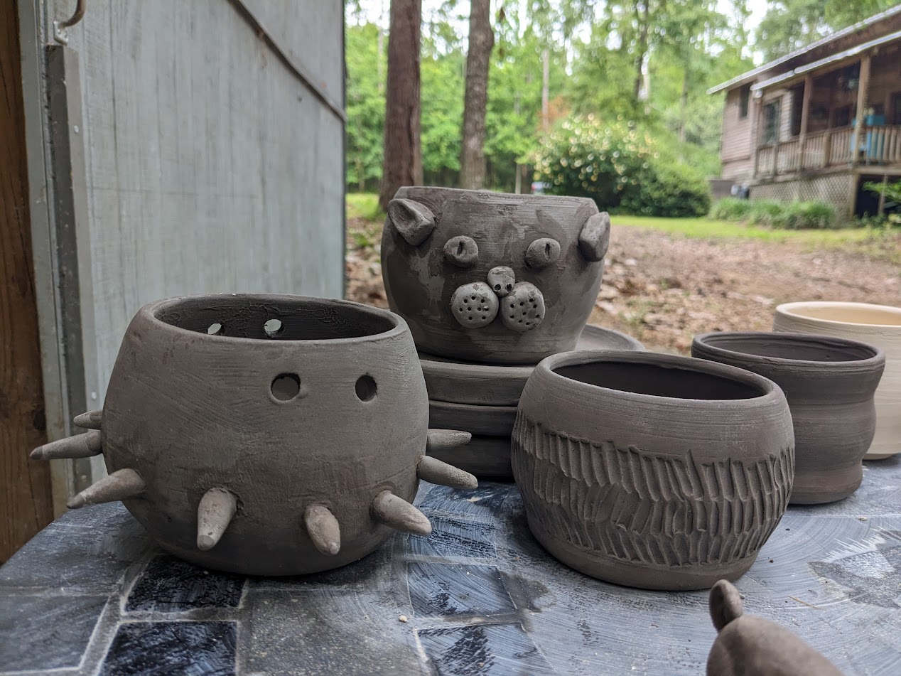 wheel-thrown planters